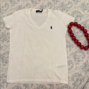 Ralph Lauren White Tee with Blue Logo